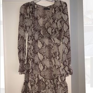 nasty gal snakeskin long sleeve mini dress